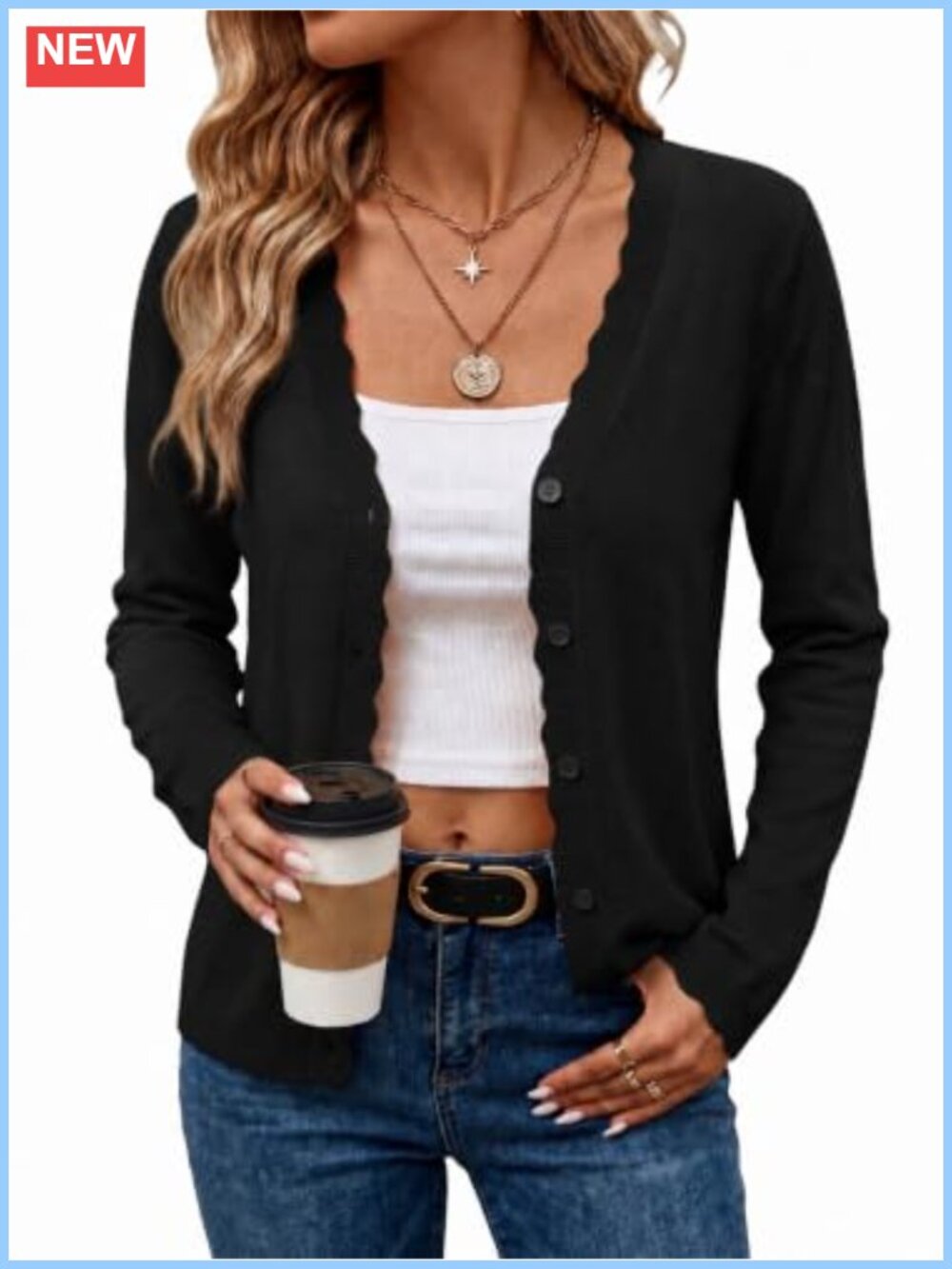 TCOT Women's Lightweight Button Down V Neck Knit Cardigan Long Sleeve